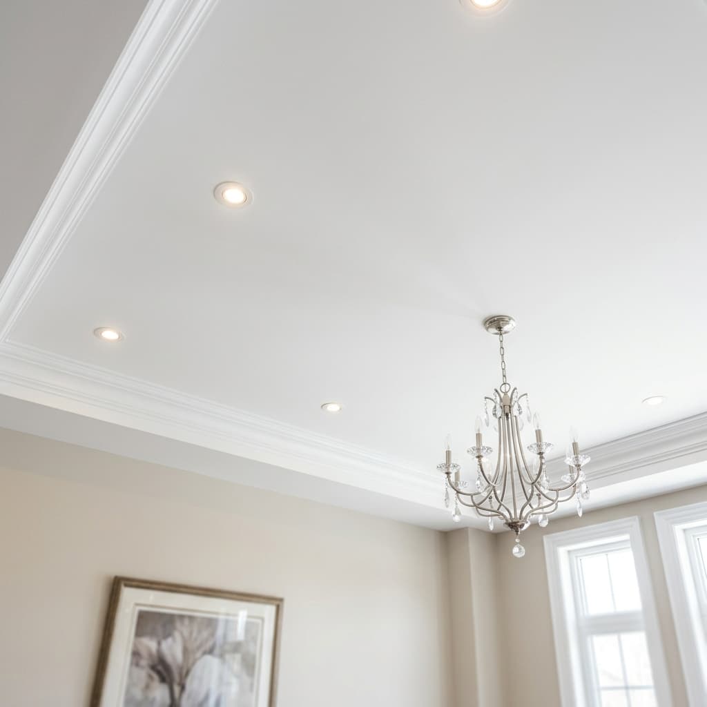 Drywall ceiling showing dry, clean visual counterpart